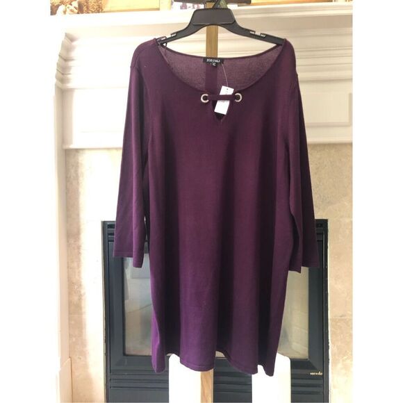 Roz&Ali Women’s Purple 3/4 Sleeve Crew Neck Blouse Size 2X NWT - Picture 1 of 7
